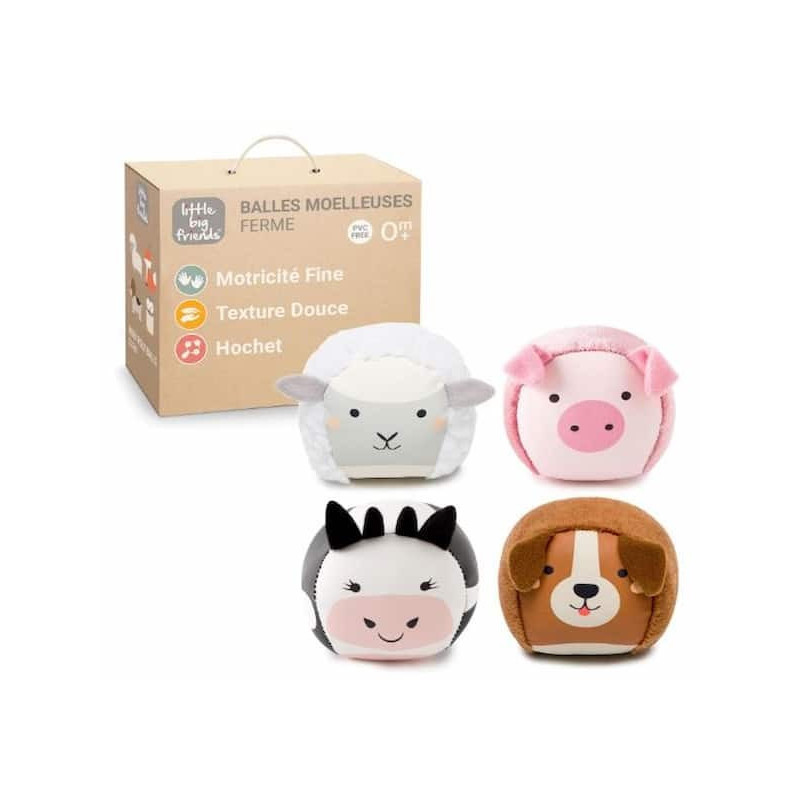 Les dooballs - Set de 4 balles - ferme : chezlescanailles Les dooballs - Set de 4 balles - ferme : chezlescanailles