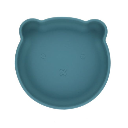 Assiette ours silicone bleu ciel