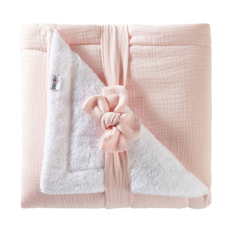 Couverture peluche double gaze & microfibre Mix & Match rose blush