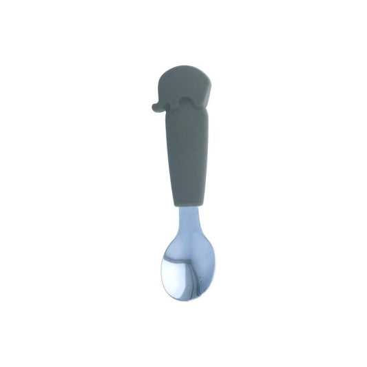 Cuillère avec manche éléphant silicone gris